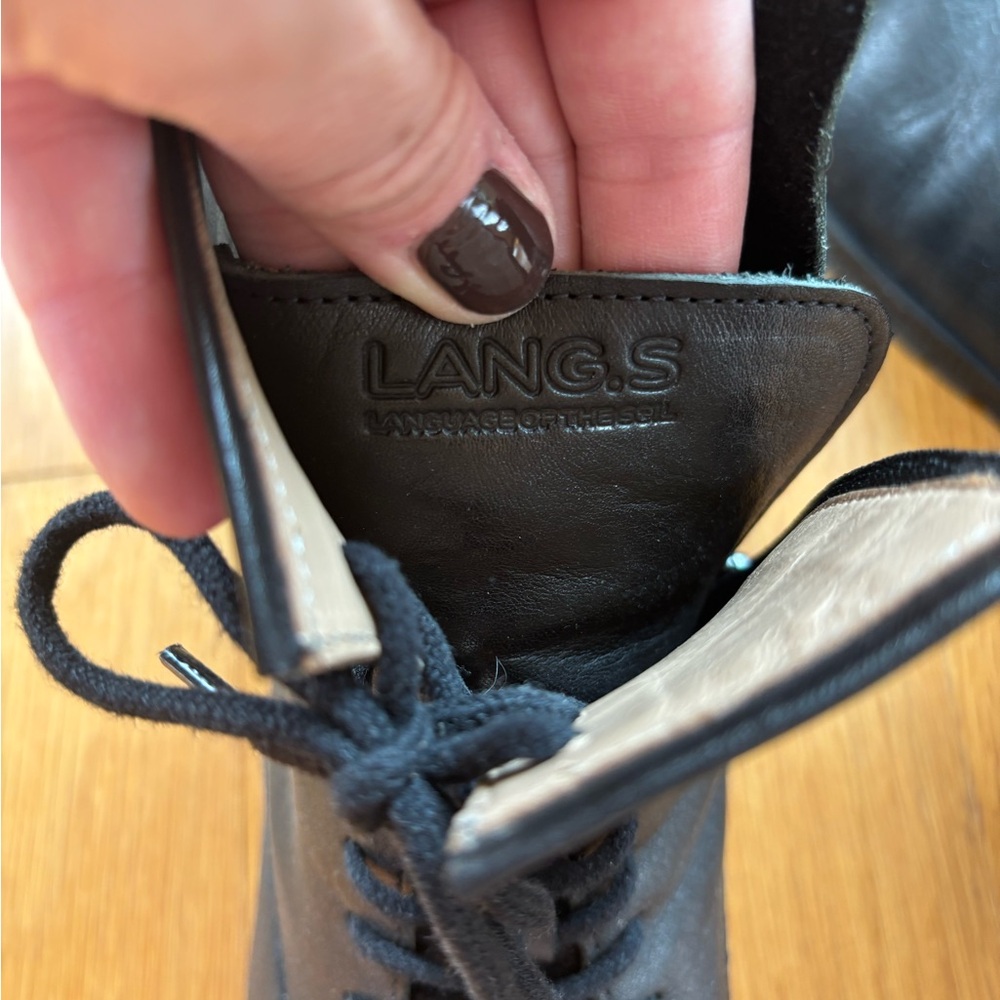 Lang.S Black Leather Combat Boots - Picture 10 of 12